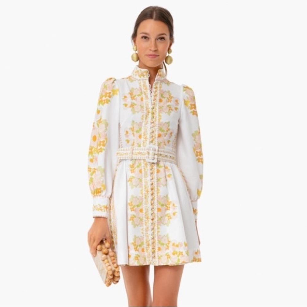 NEW Tuckernuck Beulah Leila Women’s Yellow Belted Floral Dress M B2781